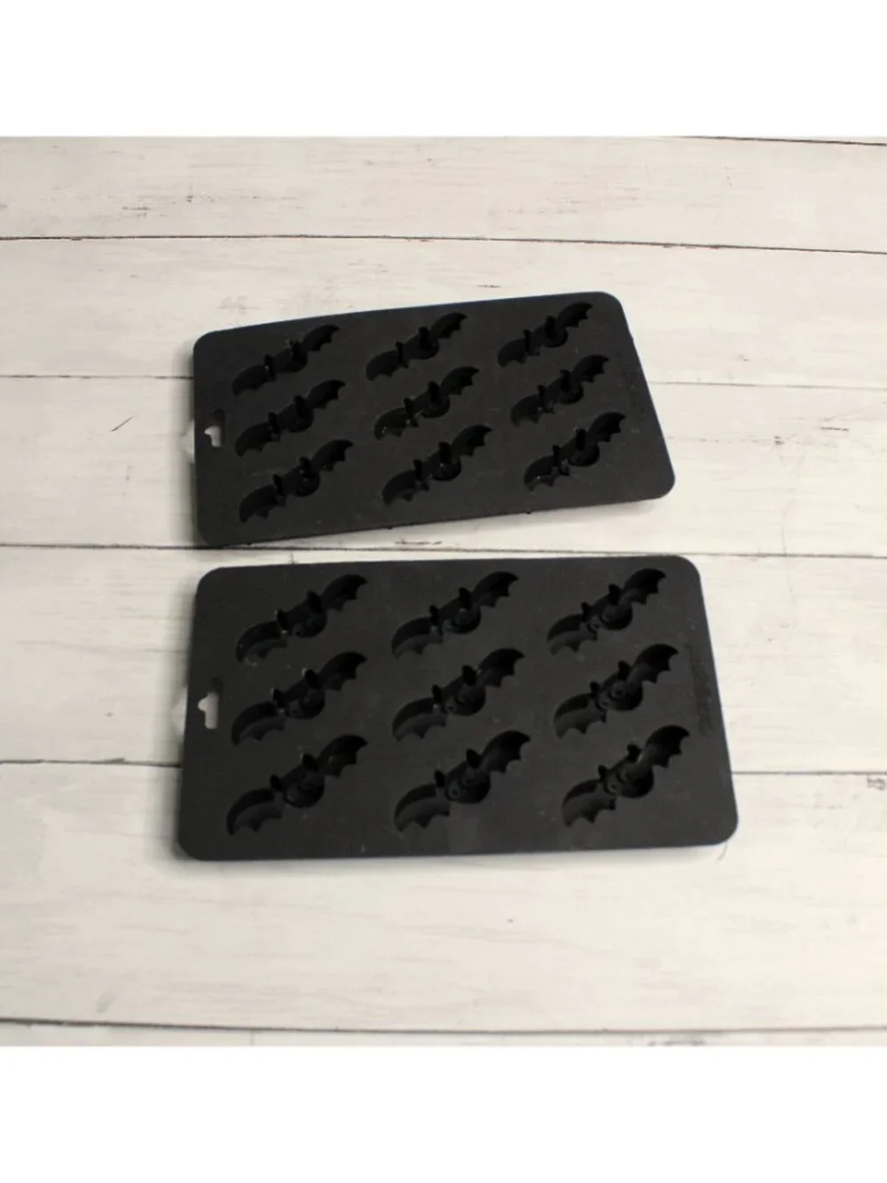 Silicone Halloween Chocolate Candy Mold Bats Smile Face Lot of 2 Black